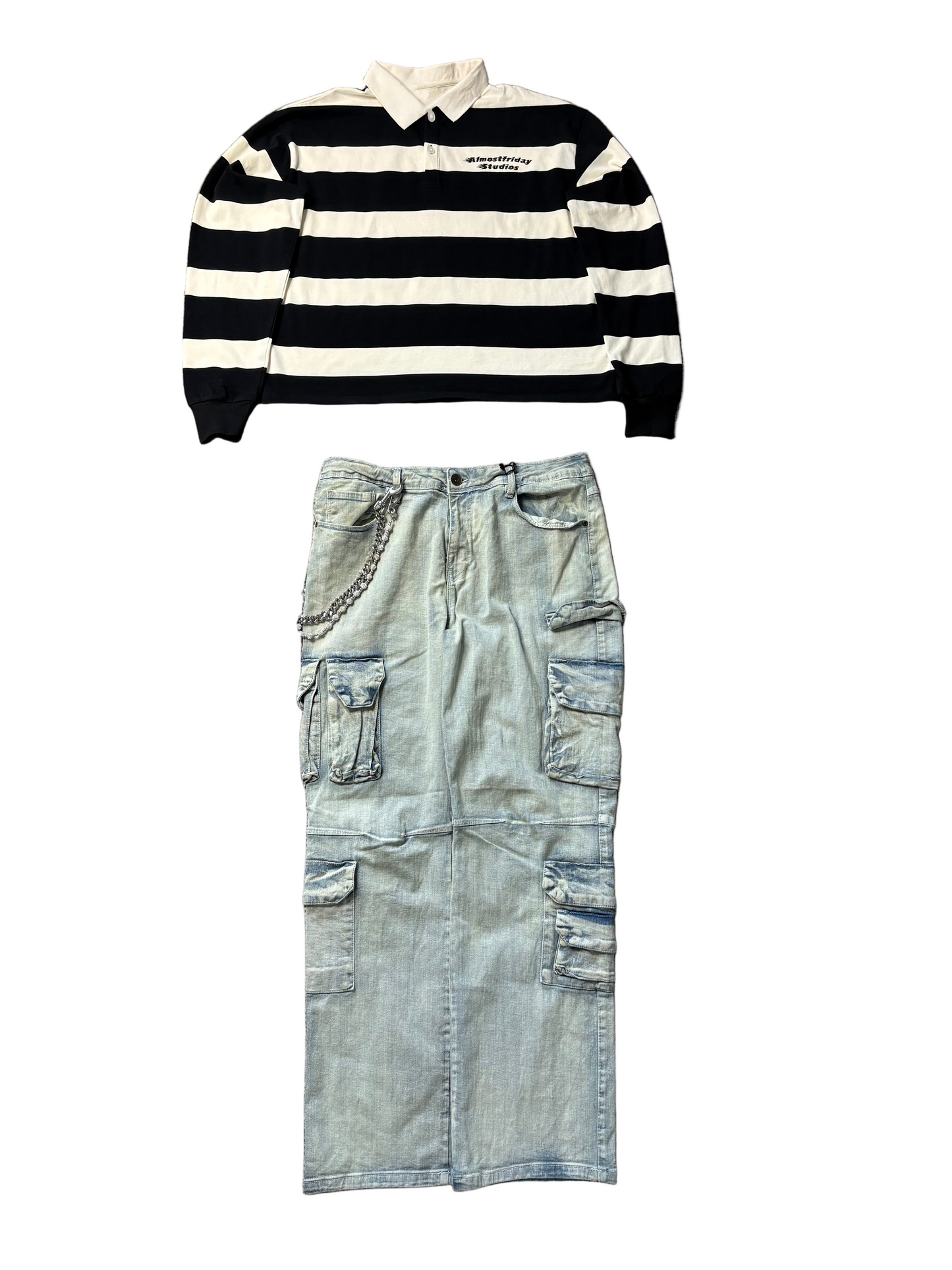 Full set jeans and long sleeve Crop top shirt