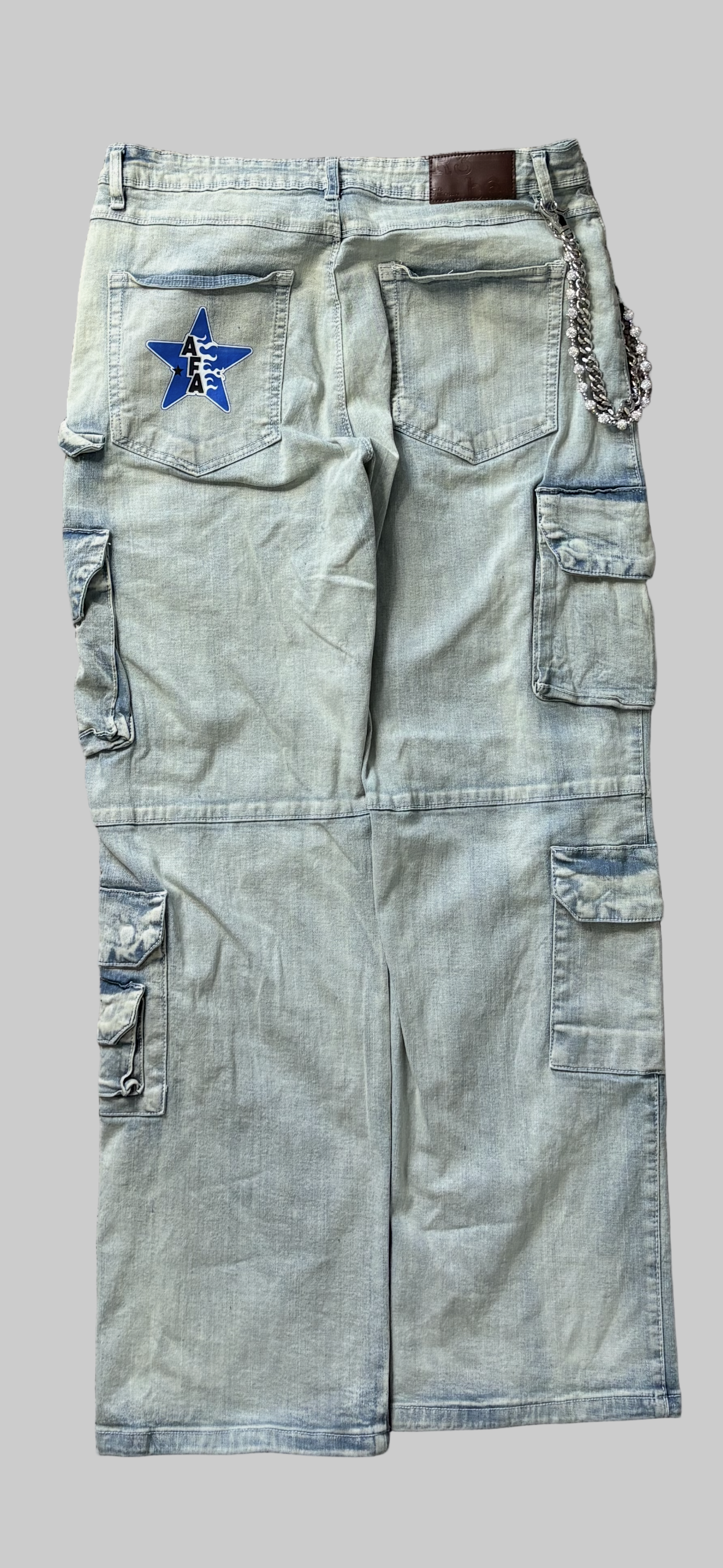 Jean pants acid wash blue